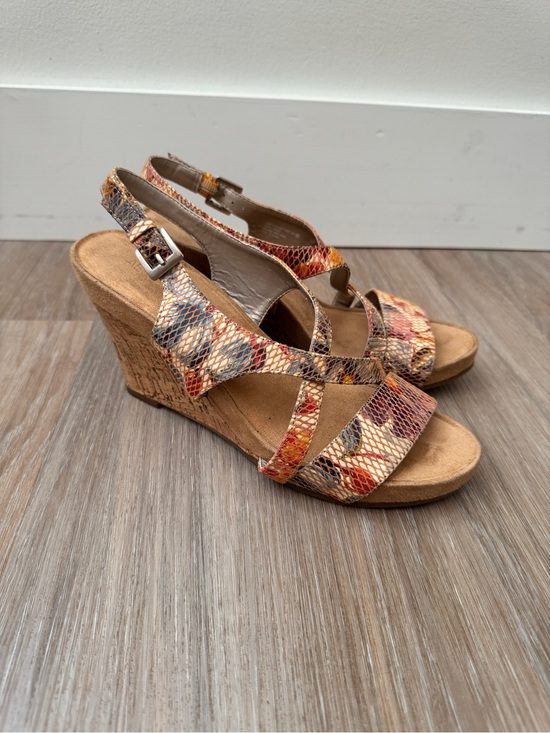 AEROSOLES Shoes - Aerosoles Women’s 8.5 Multicolor Snake Print Cork Wedge Slingback Sandals